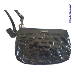COACH Black Patent Wristlet Clutch Wallet